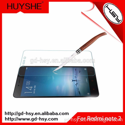 HUYSHE Screen Protector for Mobile Phone Xiaomi Redmi Note 2 Clear 2.5D Round Edge Perfect Fit Tempered Glass